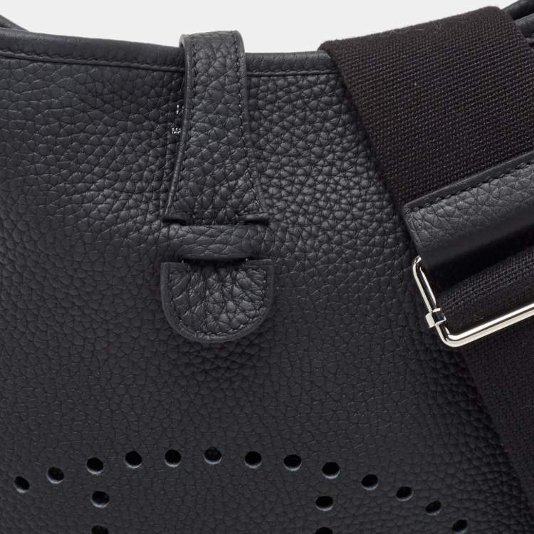 Pre Owned Hermes Noir Togo Leather Evelyne III PM Bag