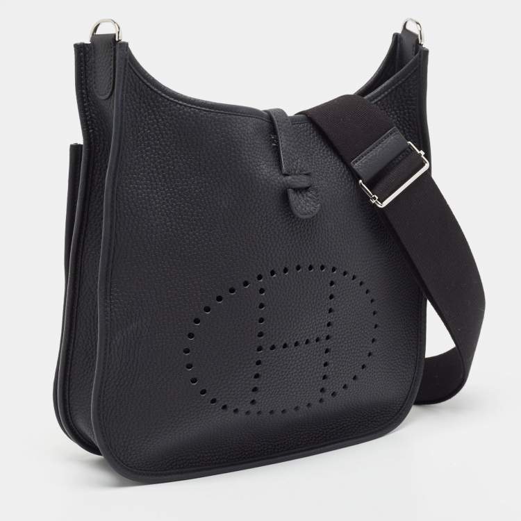 Pre Owned Hermes Noir Togo Leather Evelyne III PM Bag