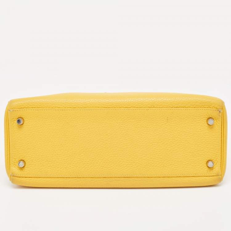 Pre Owned Hermes Jaune Togo Leather Palladium Finish Kelly Retourne 32 Bag