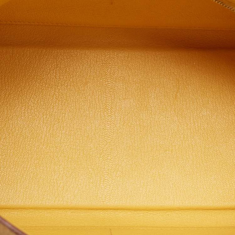Pre Owned Hermes Jaune Togo Leather Palladium Finish Kelly Retourne 32 Bag