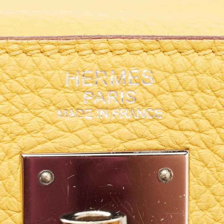 Pre Owned Hermes Jaune Togo Leather Palladium Finish Kelly Retourne 32 Bag