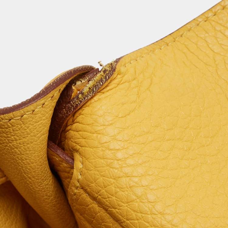 Pre Owned Hermes Jaune Togo Leather Palladium Finish Kelly Retourne 32 Bag