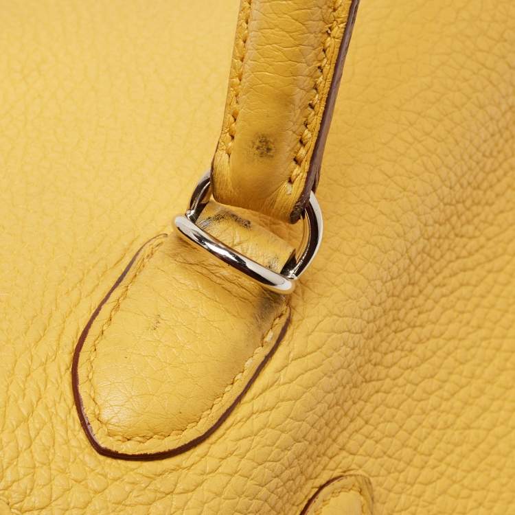 Pre Owned Hermes Jaune Togo Leather Palladium Finish Kelly Retourne 32 Bag