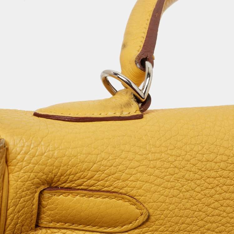Pre Owned Hermes Jaune Togo Leather Palladium Finish Kelly Retourne 32 Bag