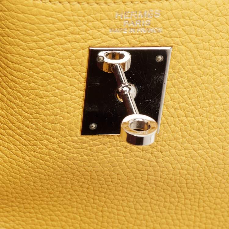 Pre Owned Hermes Jaune Togo Leather Palladium Finish Kelly Retourne 32 Bag