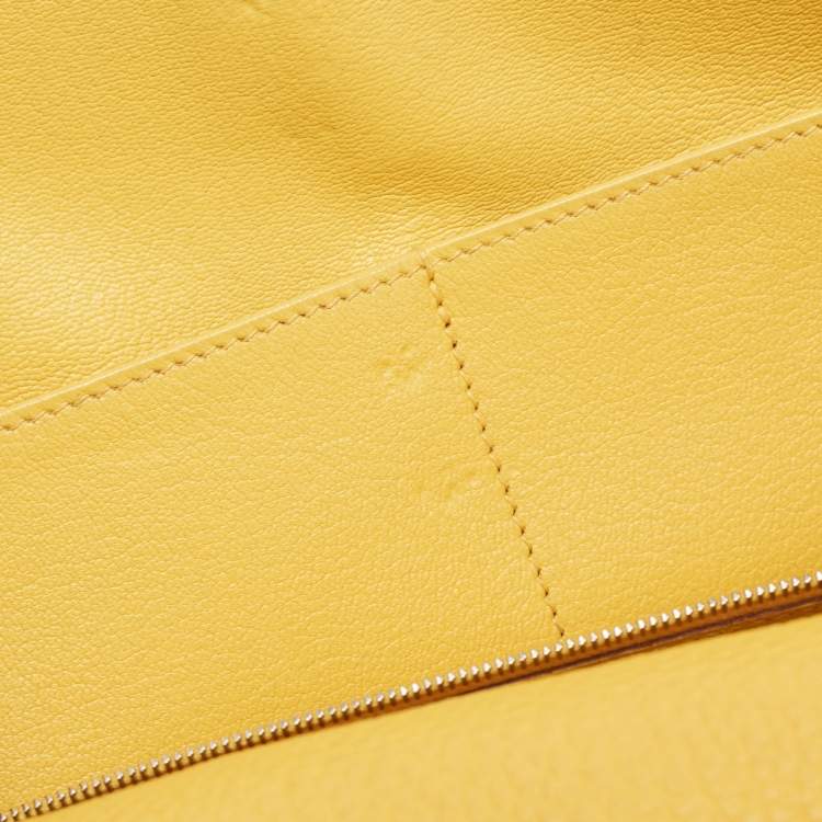 Pre Owned Hermes Jaune Togo Leather Palladium Finish Kelly Retourne 32 Bag