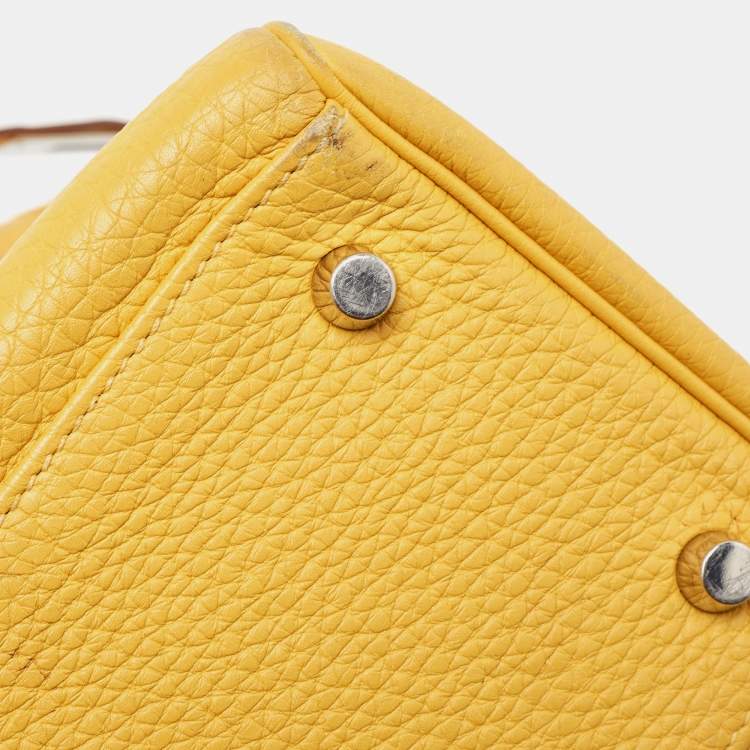 Pre Owned Hermes Jaune Togo Leather Palladium Finish Kelly Retourne 32 Bag