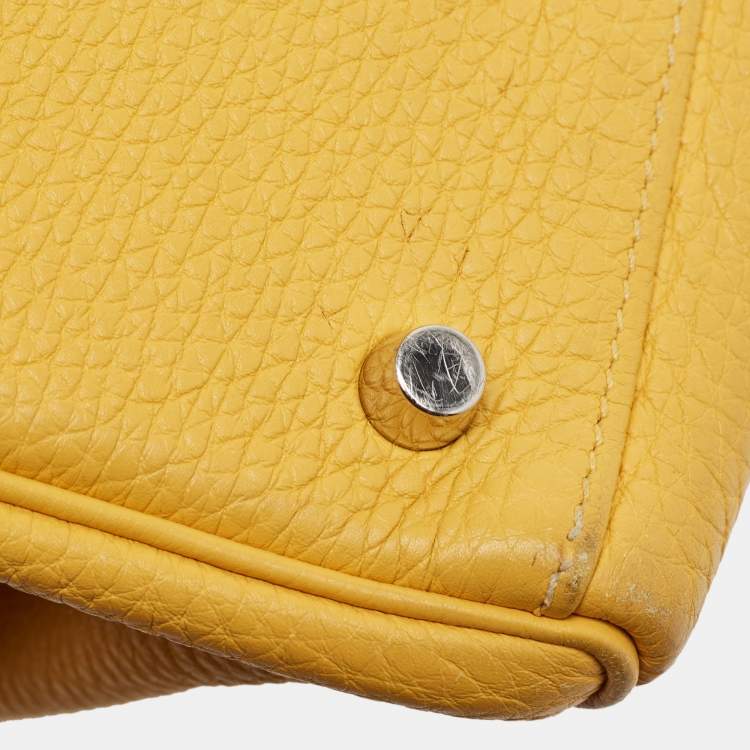 Pre Owned Hermes Jaune Togo Leather Palladium Finish Kelly Retourne 32 Bag