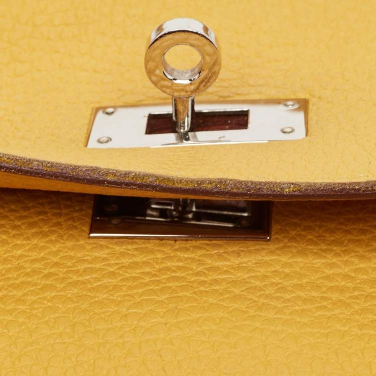 Pre Owned Hermes Jaune Togo Leather Palladium Finish Kelly Retourne 32 Bag
