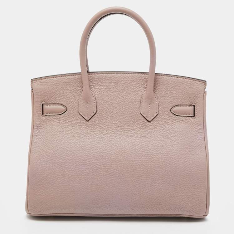 Pre Owned Hermes Glycine Taurillon Clemence Leather Gold Finish Birkin 30 Bag