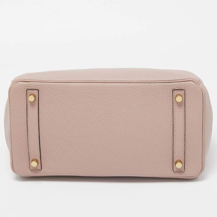 Pre Owned Hermes Glycine Taurillon Clemence Leather Gold Finish Birkin 30 Bag