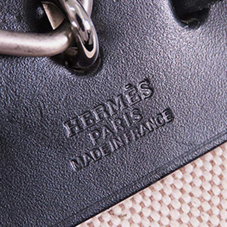 Pre Owned Hermes Beige/Black Toile Herbag PM