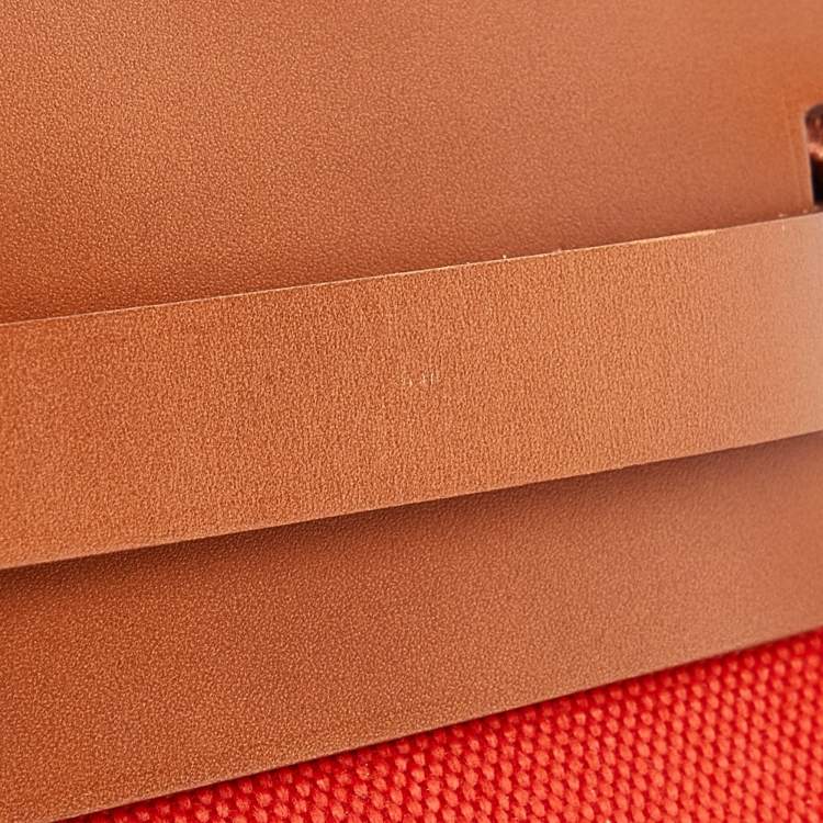Pre Owned Hermes Orange/Fauve Canvas and Leather Herbag Zip 31 Bag