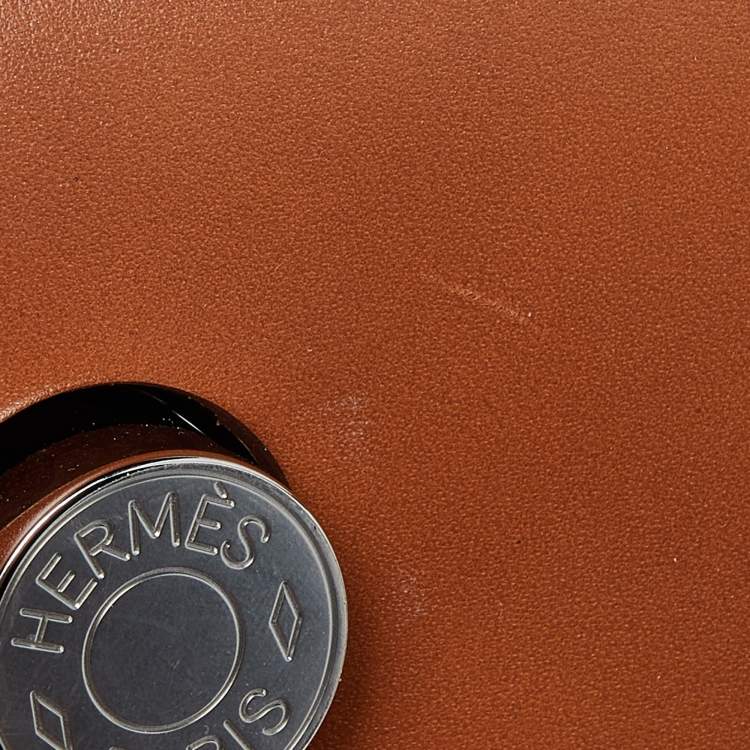 Pre Owned Hermes Orange/Fauve Canvas and Leather Herbag Zip 31 Bag