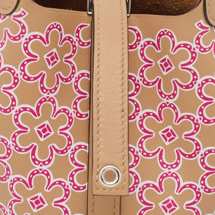 Pre Owned Hermes Chai/Rose Swift Leather Lucky Daisy Picotin Lock Micro Bag