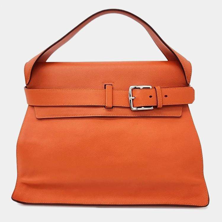 Pre Owned Hermes Leather Orange Etoupe Bag
