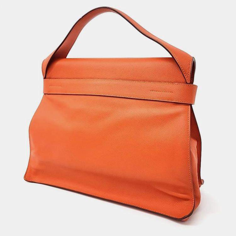 Pre Owned Hermes Leather Orange Etoupe Bag