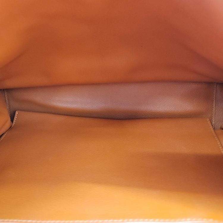 Pre Owned Hermes Leather Orange Etoupe Bag