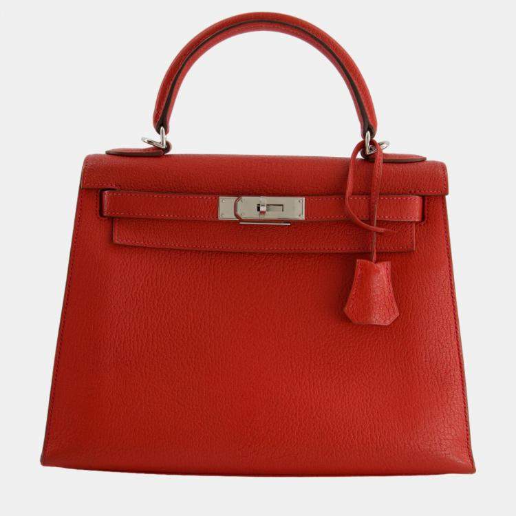 Hermes Kelly Bag 28cm in Sanguine Chevre Leather with Palladium