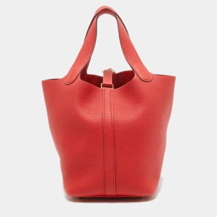Pre Owned Hermès Rouge Tomate Togo Leather Picotin Lock 18 Bag