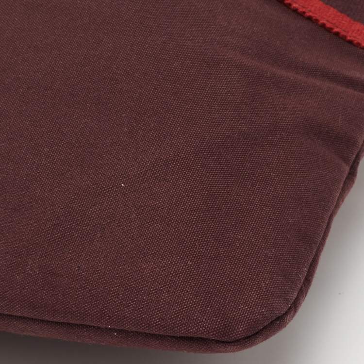 Pre Owned Hermes Bordeaux Canvas Fourre Tout Briefcase