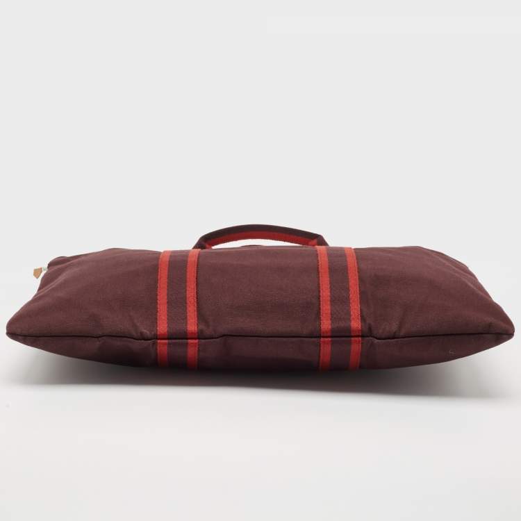 Pre Owned Hermes Bordeaux Canvas Fourre Tout Briefcase