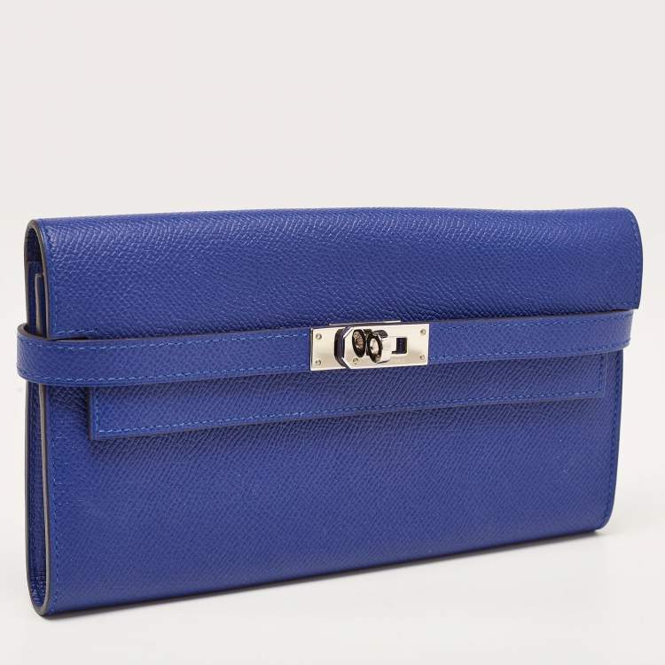 Pre Owned Hermès Bleu Electrique Epsom Leather Kelly Classic Wallet