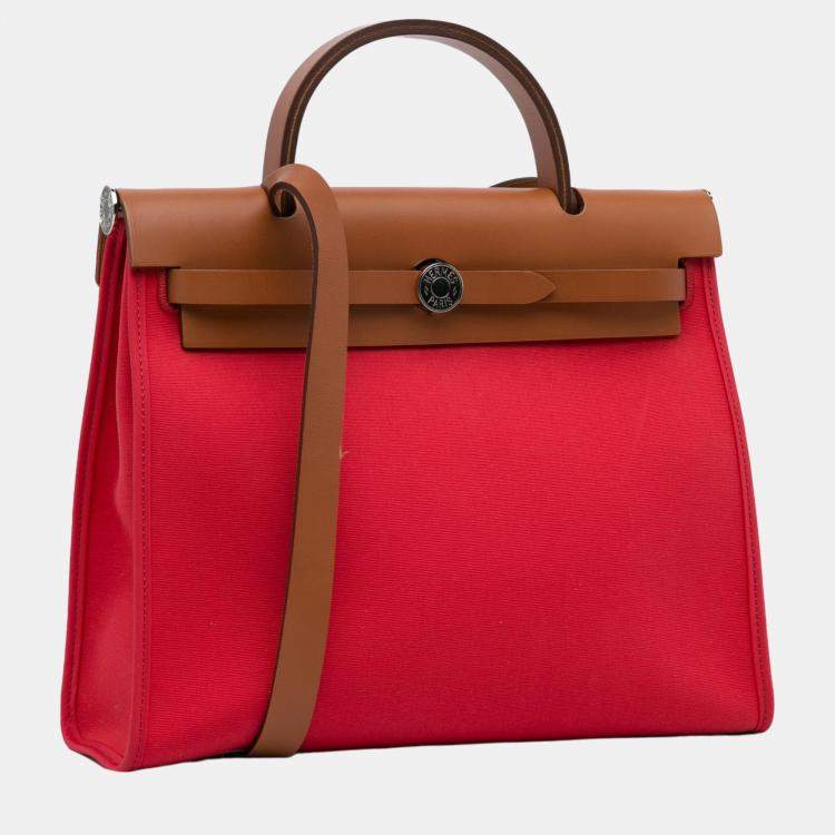 Hermes Red Toile Herbag Zip 31 Hermes TLC