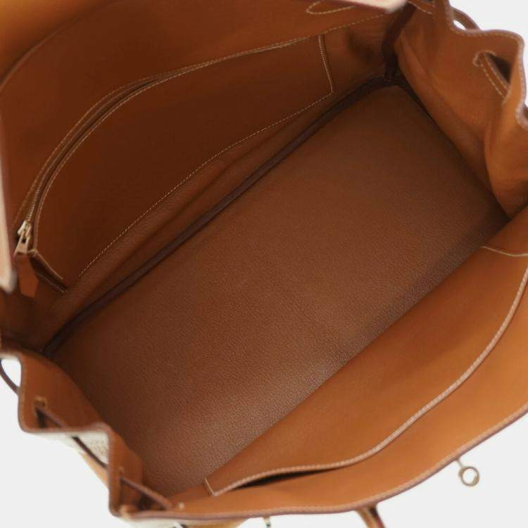 Pre Owned Hermes Birkin 35 Handbag Taurillon Clemence Gold L Engraved Ladies