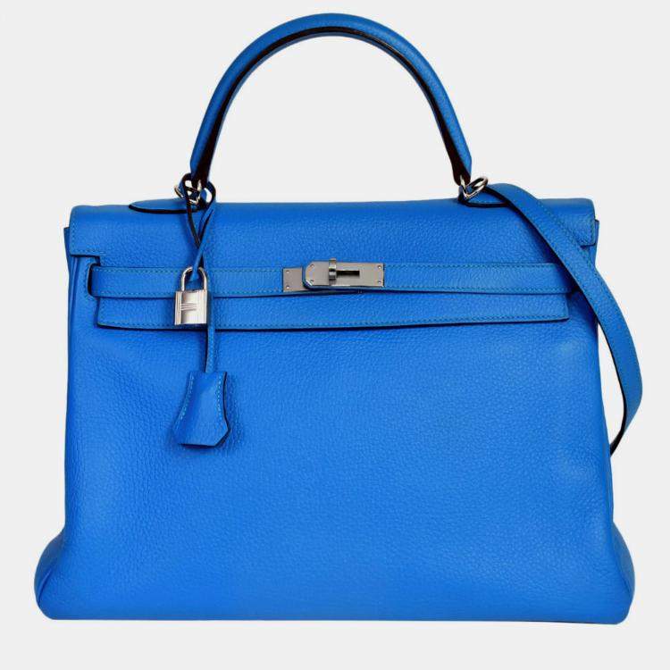 HERMES Kelly 35 Inner Stitch Mykonos Taurillon Clemence R stamped