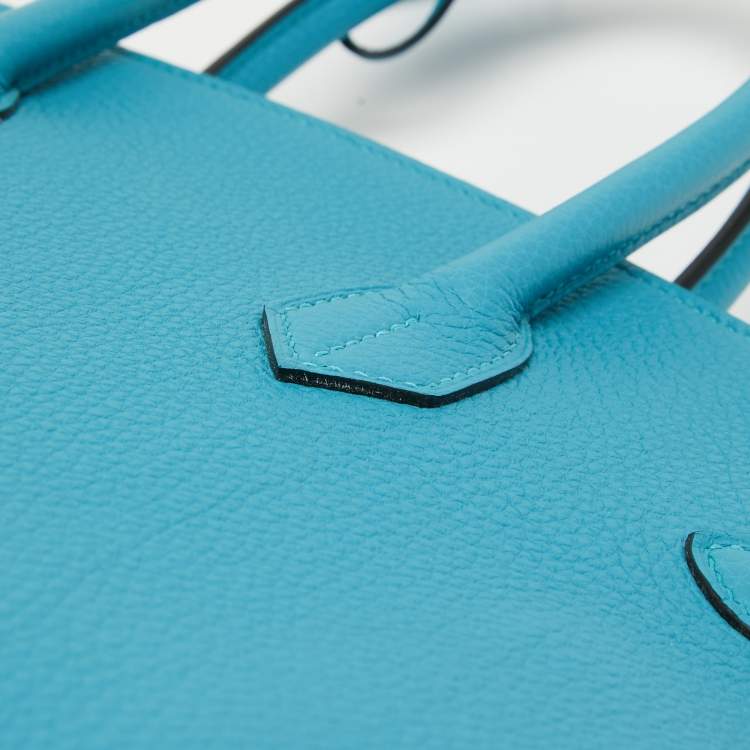 Pre Owned Hermes Turquoise Blue Togo Leather Palladium Finish Birkin 35 Bag