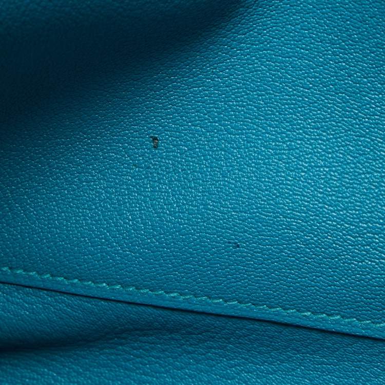 Pre Owned Hermes Turquoise Blue Togo Leather Palladium Finish Birkin 35 Bag