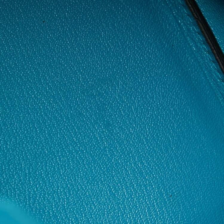 Pre Owned Hermes Turquoise Blue Togo Leather Palladium Finish Birkin 35 Bag