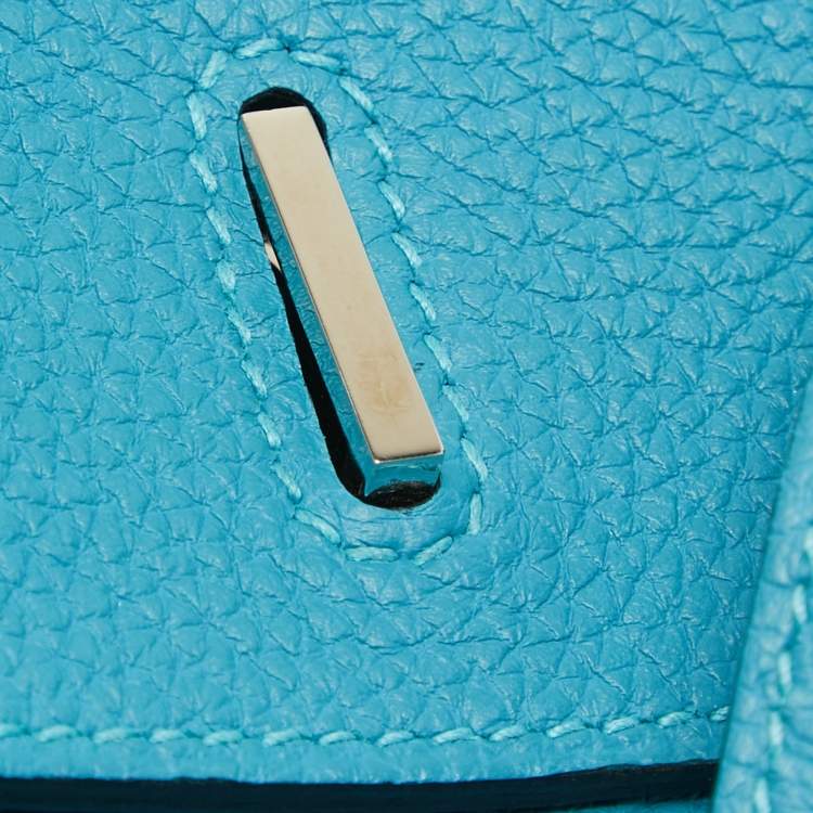Pre Owned Hermes Turquoise Blue Togo Leather Palladium Finish Birkin 35 Bag