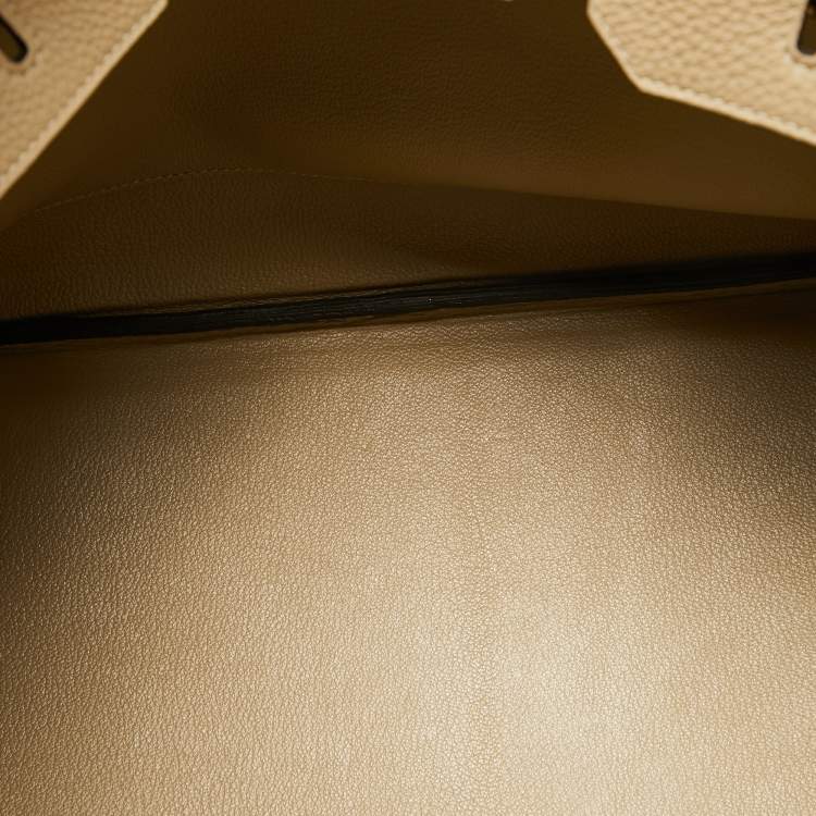 Pre Owned Hermes Trench Togo Leather Gold Finish Birkin 35 Bag