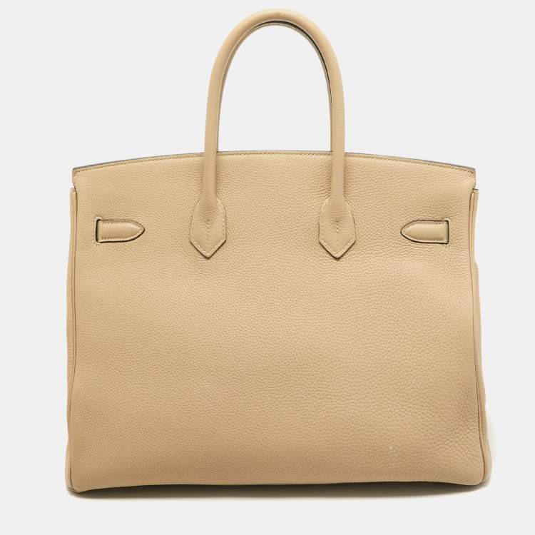 Pre Owned Hermes Trench Togo Leather Gold Finish Birkin 35 Bag