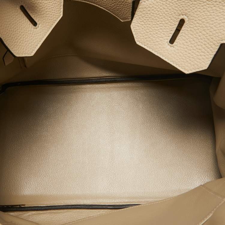 Pre Owned Hermes Trench Togo Leather Gold Finish Birkin 35 Bag