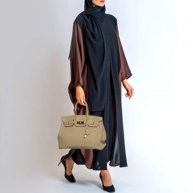 Pre Owned Hermes Trench Togo Leather Gold Finish Birkin 35 Bag