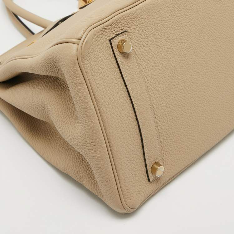 Pre Owned Hermes Trench Togo Leather Gold Finish Birkin 35 Bag