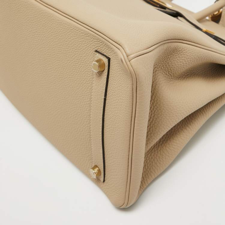 Pre Owned Hermes Trench Togo Leather Gold Finish Birkin 35 Bag