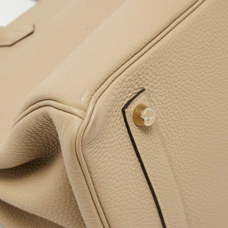 Pre Owned Hermes Trench Togo Leather Gold Finish Birkin 35 Bag