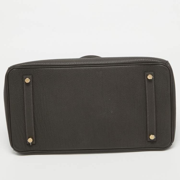 Pre Owned Hermes Macassar Togo Leather Gold Finish Birkin 35 Bag