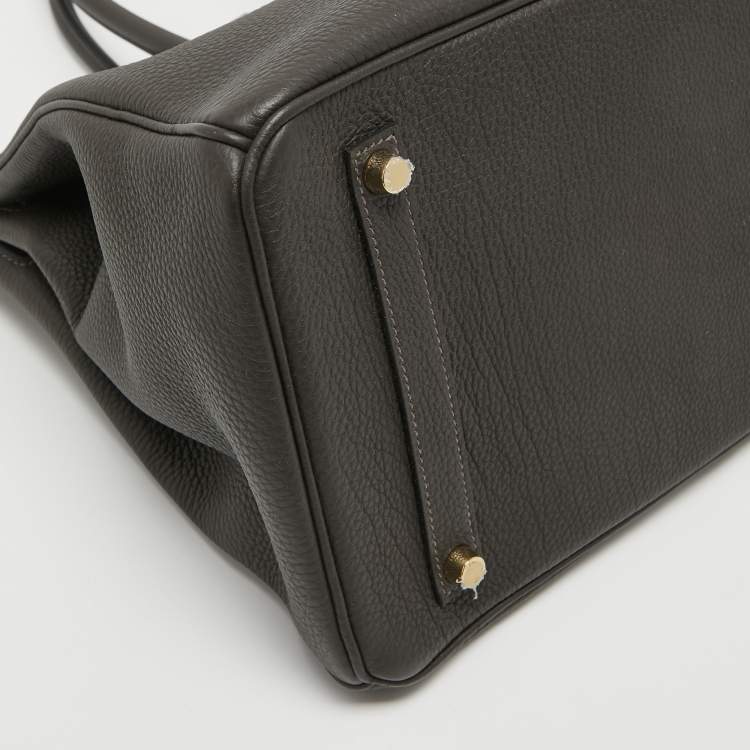 Pre Owned Hermes Macassar Togo Leather Gold Finish Birkin 35 Bag