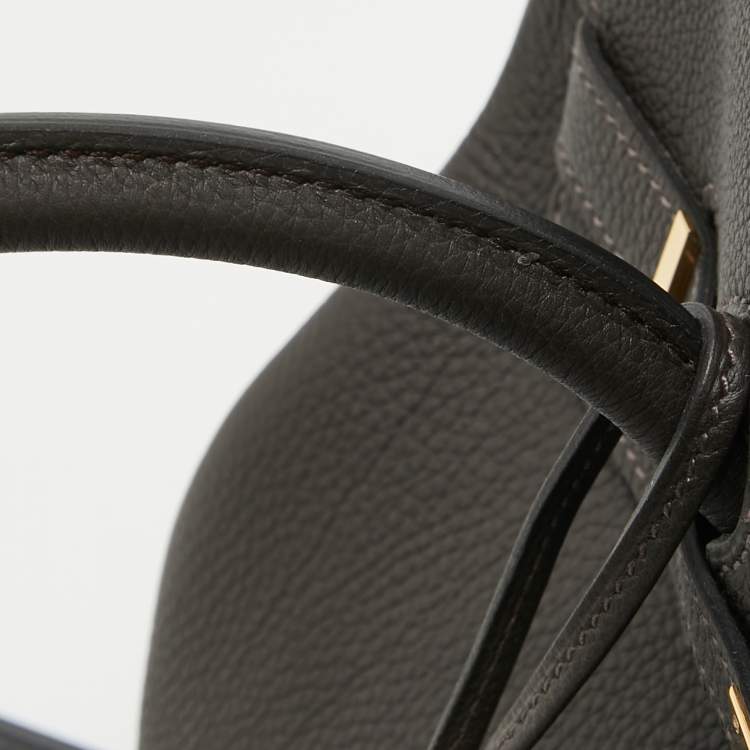 Pre Owned Hermes Macassar Togo Leather Gold Finish Birkin 35 Bag