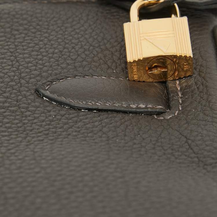 Pre Owned Hermes Macassar Togo Leather Gold Finish Birkin 35 Bag