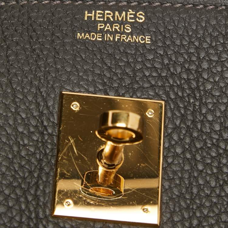 Pre Owned Hermes Macassar Togo Leather Gold Finish Birkin 35 Bag