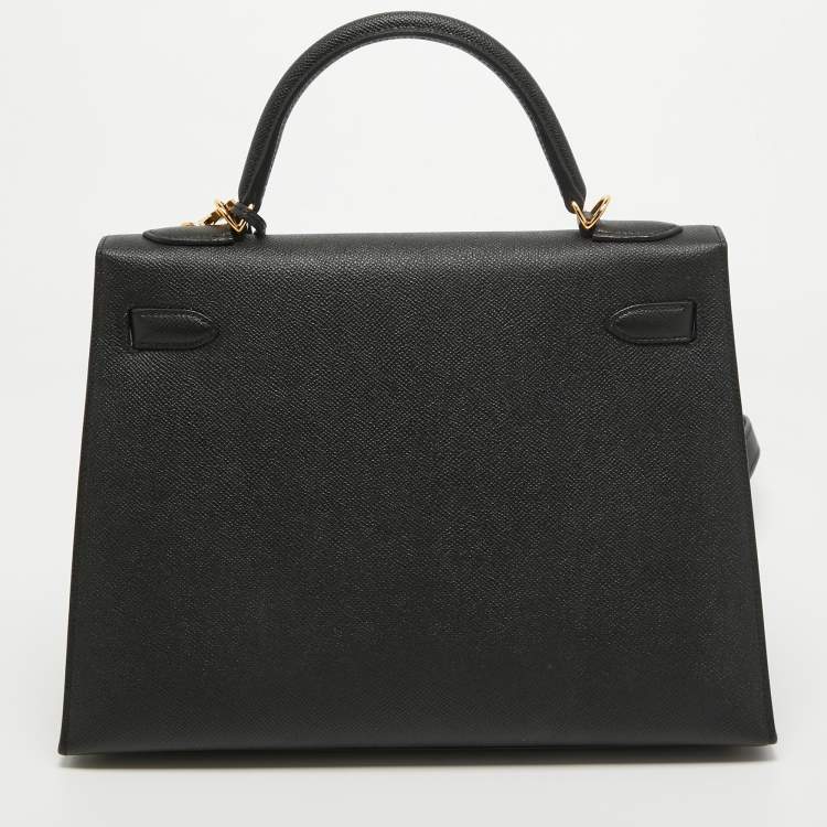 Pre Owned Hermes Black Epsom Leather Gold Hardware Kelly Sellier 32 Bag