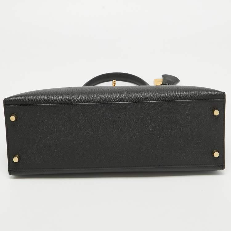 Pre Owned Hermes Black Epsom Leather Gold Hardware Kelly Sellier 32 Bag
