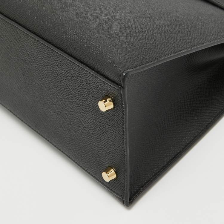 Pre Owned Hermes Black Epsom Leather Gold Hardware Kelly Sellier 32 Bag