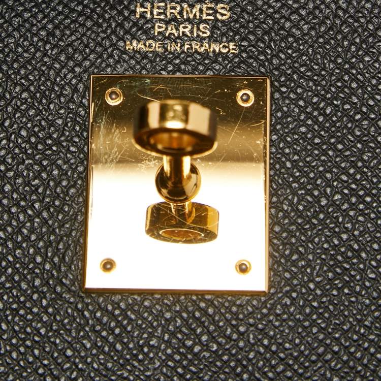 Pre Owned Hermes Black Epsom Leather Gold Hardware Kelly Sellier 32 Bag